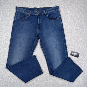 Mott & Bow Oliver Jeans Mens 38 x 32 (38 x 28) Slim Straight Dark Denim *Hemmed